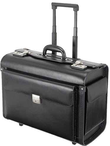 ALASSIO 92301 - Pilotenkoffer Silvana, aus Lederimitat, ca. 48 x 39,5 x 23 cm, schwarz