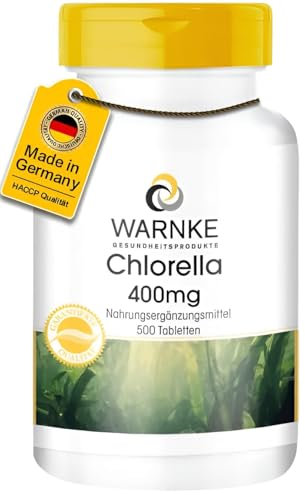 Chlorella 400mg - 500 Tabletten - Chlorella vulgaris Algenpulver - mit Chlorophyll und Vit. B12 - vegan - Großpackung | Warnke Vitalstoffe - Deutsche Apothekenqualität