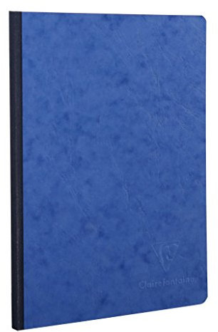 Clairefontaine 791404C - Notizbuch / Kladde Age Bag DIN A4 21x29,7 cm, blanko, 96 Blatt, 90g, geleimt mit Lederstruktur, mit bedruckten Vorsatzblättern, Blau, 1 Stück