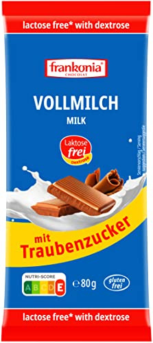 frankonia CHOCOLAT Vollmilch mit Traubenzucker laktosefrei & glutenfrei, Schokolade, 80 gramm