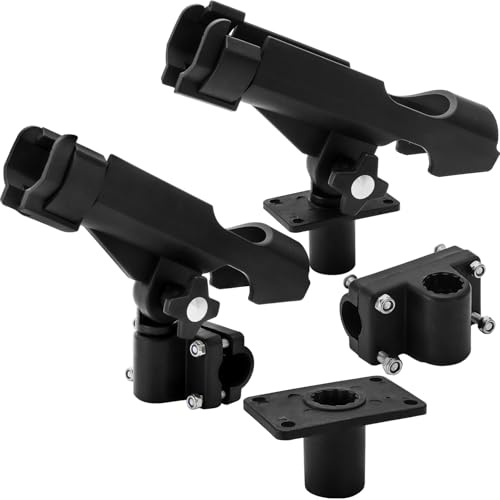 Bekith 2 Pack Fishing Rod Holder with Combo Mount, Adjustable Fishing Boat Rod Holder, Black Finish