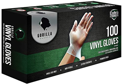 GORILLA SUPPLY Disposable Heavy Duty Vinyl Gloves Latex Free Powder Free, BPA Free Food Safe Grade Disposable Glove, Medium M, 1000 Count