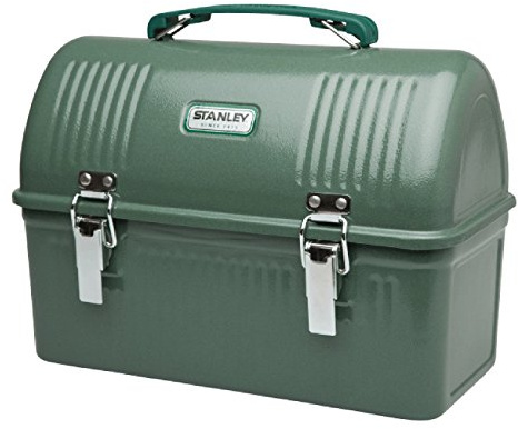 STANLEY Classic Lunch Box 10 qt | Vintage Metal Lunchbox | Durable Meal Container with Handle and Latch | Stores Food, Drinks, Thermos, Water Bottle | Hammertone Green