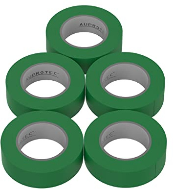5 rollos VDE cinta aislante eléctrica PVC cinta adhesiva 15mm x 10m DIN EN 60454-3-1 color: verde