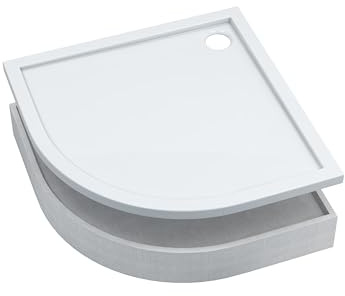 AQUABAD Duschwanne/Duschtasse | Set Basic Smooth White 80x80cm R55 Viertelkreis | inkl. Styroporträger | (Gesamthöhe inkl. Träger 16 cm) zum Befliesen