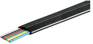 Wentronic 6 adrig Telefonflach-Kabel 100 m Spule schwarz/schwarz