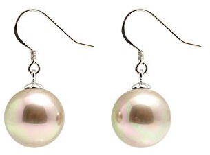 Schmuckwilli Perlenohringe für Damen & Mädchen - mit hell braunen runden Perlen - Elegante Ohrringe mit Muschelkernperlen MK Perlen für jeden Anlass - Ohrstecker - Ohrhänger Pearl earrings für Frauen