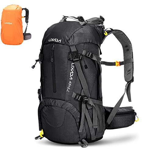 Lixada Wanderrucksack, 50 l, mit Schutzhülle, wasserdicht, ultraleicht, für Bergsteigen, Klettern, Trekking, Sport, Reisen, Camping