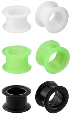 Longbeauty 3 Paar Flesh Tunnel aus Silikon Ohr Piercing Plug Stöpsel Extra Weich und Flexibel Tunnel Plugs Schwarz Weiss Grün 10mm
