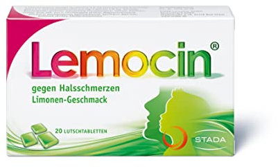 Lemocin Halsschmerztabletten - Lutschtabletten mit Limonengeschmack für Erwachsene und Kinder ab 5 Jahren - bei Beschwerden im Hals- und Rachenraum schmerzstillend und entzündungshemmend - 1 x 20 St.