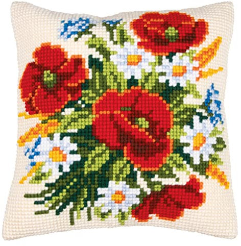 VERVACO Kit Cuscino Punto Croce FIORI Set Ricamo Principianti Cuscini Gobelin Decorativi ca. 40 x 40 cm Accessori Per Lavoretti Creativi DIY Casa Decor Hobby Adulti Cross Stitch