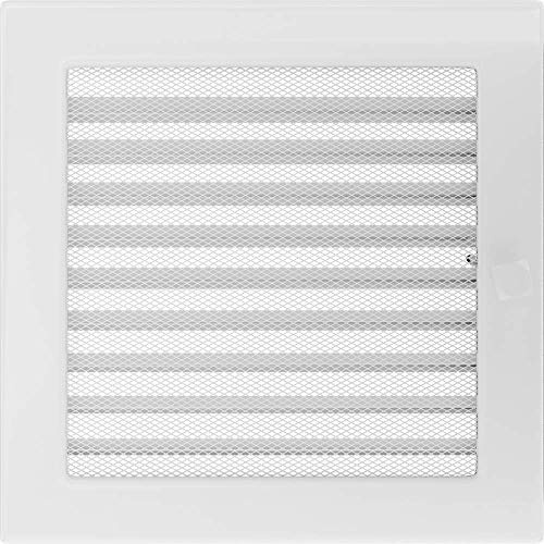 Kratki ventilationsgaller eldstadsgaller 22cm x 22cm vit med persienner