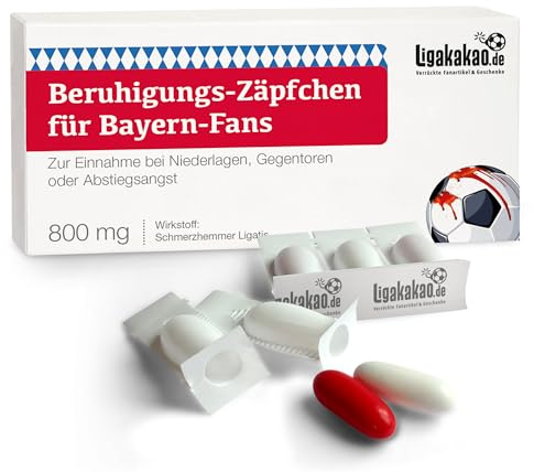 Ligakakao Beruhigungs-Zäpfchen® für Bayern Fans | Lakritz-Zäpfchen für Bayern Fans zur Einnahme bei Niederlagen, Gegentoren & Abstiegsangst | Mehr verrückte Männer Geschenk Fanartikel über „Farbe“