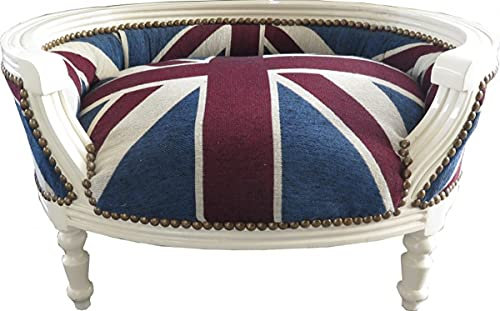 Casa Padrino Barock Hunde & Katzen Sofa Union Jack/Creme - Hundebett & Katzenbett