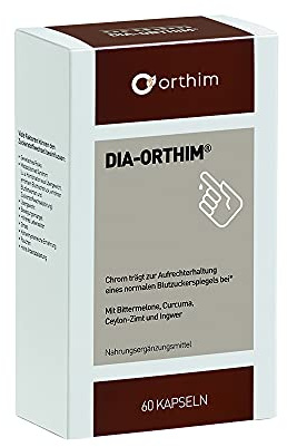 Dia-orthim® - 60 Kapseln - Aufrechterhaltung eines normalen Blutzuckerspiegels mit Bittermelone, Curcuma, Ingwer, Ceylon-Zimt und Chrom III…