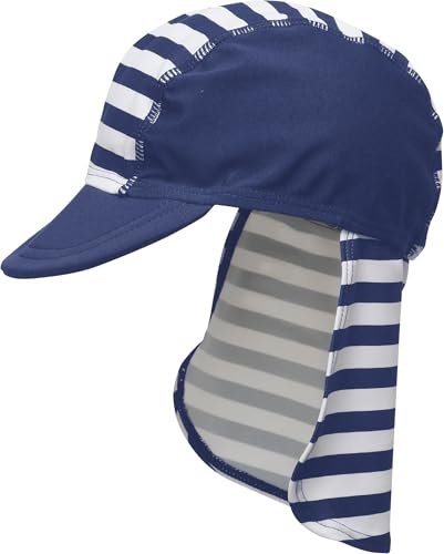 Playshoes Mössa för pojkar, badmössa, maritim med UV-skydd, 171 – marinblå/vit, 49