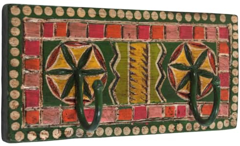 GURU SHOP Indische Vintage Hakenleiste, Garderobe, Schlüsselbrett - Ornament 2, 9x20x1 cm
