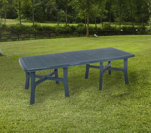 Rechteckiger ausziehbarer Gartentisch, Made in Italy, 160x100x72 cm (geschlossen), Farbe Grün