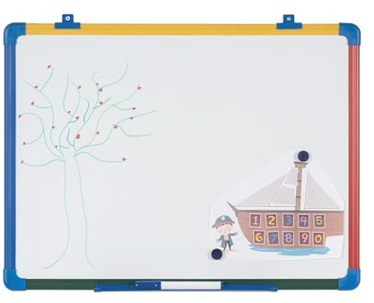 Bi-Office Schoolmate Whiteboard Lacquered Steel, 60 x 45 cm, White Surface, Plastic Frame
