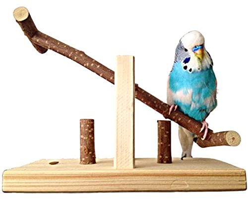 Vogelgaleria® Tolle Vogelwippe BZW. Vogelschaukel aus Naturholz. Handgemacht | Tolles Wellensittich Spielzeug BZW Zubehör