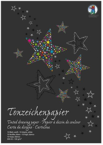 Ursus 2154001SE - Tonzeichenpapier-Block Sonderedition, 130 g/qm, DIN A3, 10 Blatt, weiß