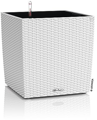 Lechuza Cube Cottage 50 Pflanzgefäß mit ERD-Bewässerungs-System, Weiß, 50 x 50 x 50 cm