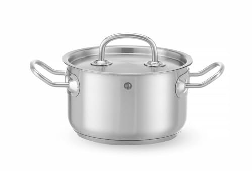 HENDI Marmite, médiane, couvercle avec trous de vapeur, pot de cuisson, casserole, braisière, faitout, convient à toutes les sources de chaleur, lavable au lave-vaisselle, 9.5L, ø280x(H)155mm, inox