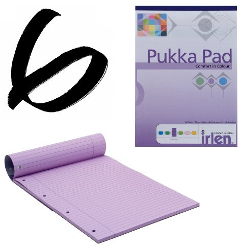 Pukka Bloc-notes ligné avec marge Lot de 6 blocs de 50 feuilles de 80 g/m² Format A4 Lavande
