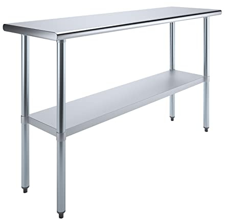 18 X 60 Stainless Steel Work Table with Under-Shelf | NSF Kitchen Island Food Prep | Laundry Garage Utility Bench