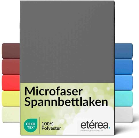 etérea Jersey Spannbettlaken 140x200-160x200 cm Anthrazit für 15-25 cm Steghöhe 100% Microfaser - Oekotex Bettbezug Matratzen Bezug - Bettlaken 140x200cm - 160x200cm Grau