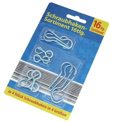 Schraubhaken Sortiment 16 teilig