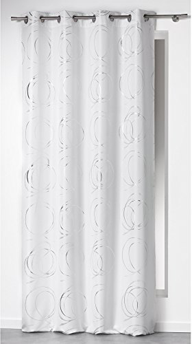 Douceur D'Intérieur - 1605085, Tenda Con Occhielli , 140 X 260 Cm , Bully , Poliestere Stampato Argento , Bianco