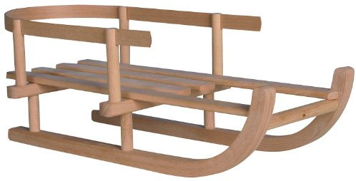 Holz-Wenzel 350413 - Puppenschlitten Schneeflöckchen, aus Buchenholz, ca. 50 x 27 x 56 cm, mit Rückenlehne