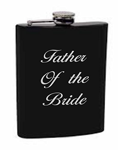 Lucy G BLACK FATHER OF THE BRIDE HF9 PERSONALISED ENGRAVED 6OZ HIP FLASK