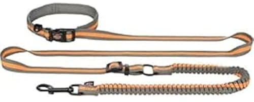 TRIXIE Joggingkoppel för hundar med midjebälte M-L, 1,33–1,80 m 20 mm i grafit/papaya – perfekt hundkoppel för sport och rörelse – för medelstora till stora hundar – 12763