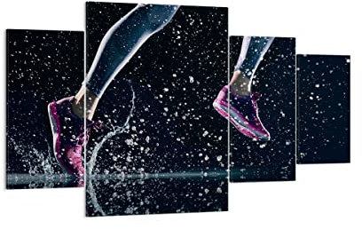 Bilder auf Leinwand 160x90cm Leinwandbild Laufen Lifestyle Leichtathletik Schuhe Groß XXL Wanddeko Bild Schlafzimmer Set 4 teilige Wandbilder Dekoration Wohnzimmer Canvas Kunstdruck Art DL160x90-2900