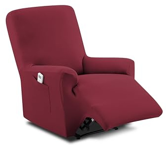 TEXTIL-HOME Housse de Fauteuil Relax 1 Place Extensible TEIDE avec Accoudoirs – Protège-Fauteuil Universel Élastique, Anti-Taches, Couleur Rouge (70-110 cm)