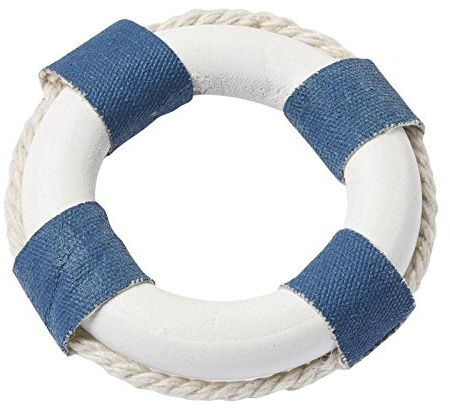 Rettungsring mit Kordel, Ø ca. 4,5 cm Blau/Weiß