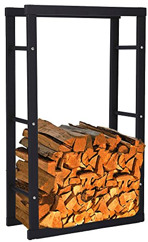 Zelsius Kaminholzregal | 40 x 25 x 150 cm - schwarz | Brennholzlager Metall, Kaminholzständer, Regal für Feuerholz, Kaminzubehör | Kaminholzregal für Innen und Außen