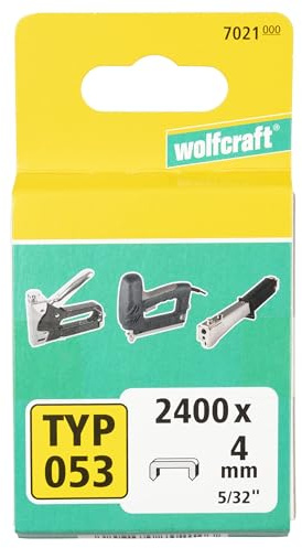 wolfcraft Breitrückenklammern, extra harter Stahl, Typ 053 I 7021000 I 2400 Klammern I zum Befestigen von Stoffen, Textilien und dünnen Holzleisten