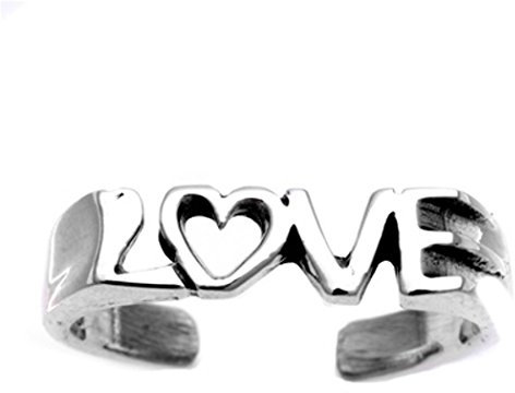 7K Zehenring aus 925 Sterling Silber als Fußschmuck für Damen, Herren und Mädchen, Größenverstellbar, Liebe 2