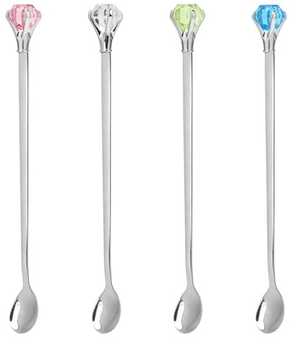 kilofly Rhinestone Party Stir Bar Spoon Value Pack, Set of 4