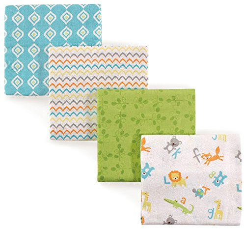 Luvable Friends Unisex Baby Cotton Flannel Receiving Blankets, Abc 4-Pack, One Size