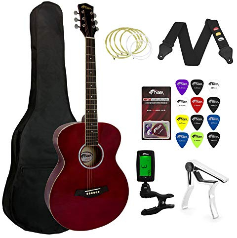 Tiger Beginners Acoustic Guitar Package - Red