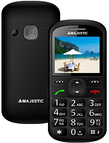 Majestic TLF SILENO 31R – Senior phone display 2,2” TFT a colori, bluetooth, fotocamera, torcia LED, tasto SOS, Base di ricarica, Nero
