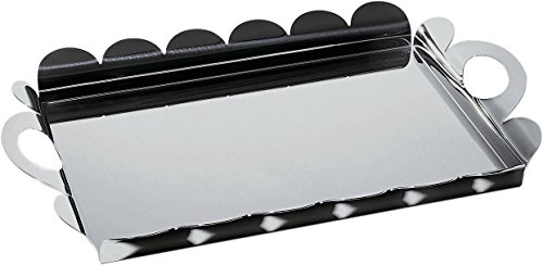 Alessi - AM14 - Recinto - Plateau Rectangulaire à Poignées avec Bord Festonné en Acier Brillant