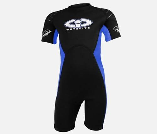 TWF Childs 3mm CIC Titanium Shortie wetsuit (Black/Marine Blue, Age 6-7)