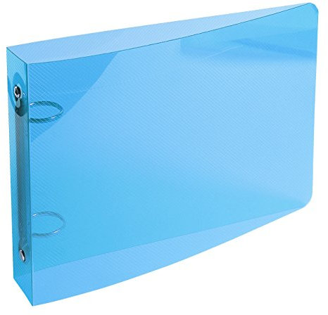 Exacompta 51092E Ringbuch Crystal DIN A5 quer aus Kunststoff mit 2 Ringen 35 mm breit Blau ideal für Schule und Büro Ringhefter Ringordner Ringbuchordner