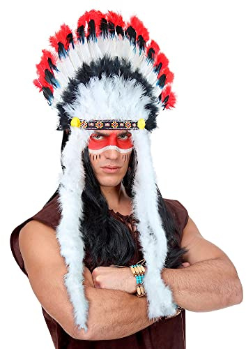 W WIDMANN MILANO Party Fashion - 3305B - Copricapo Indiano Toro Scatenato, copricapo capotribù, festa a tema, carnevale