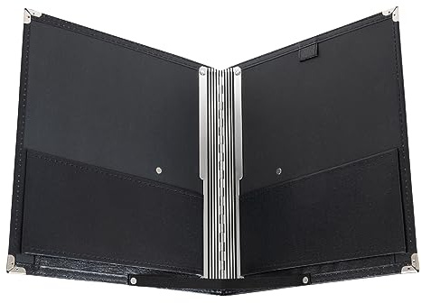 Classic Cantabile Notenmappe Standard Schwarz, 335 x 280 mm, Sperrband | 335 x 280 mm, Füllhöhe ca. 2 cm, Schwarzes Kunstleder, 4 Metall-Schutzecken, Handschlaufe, Elastische Bänder